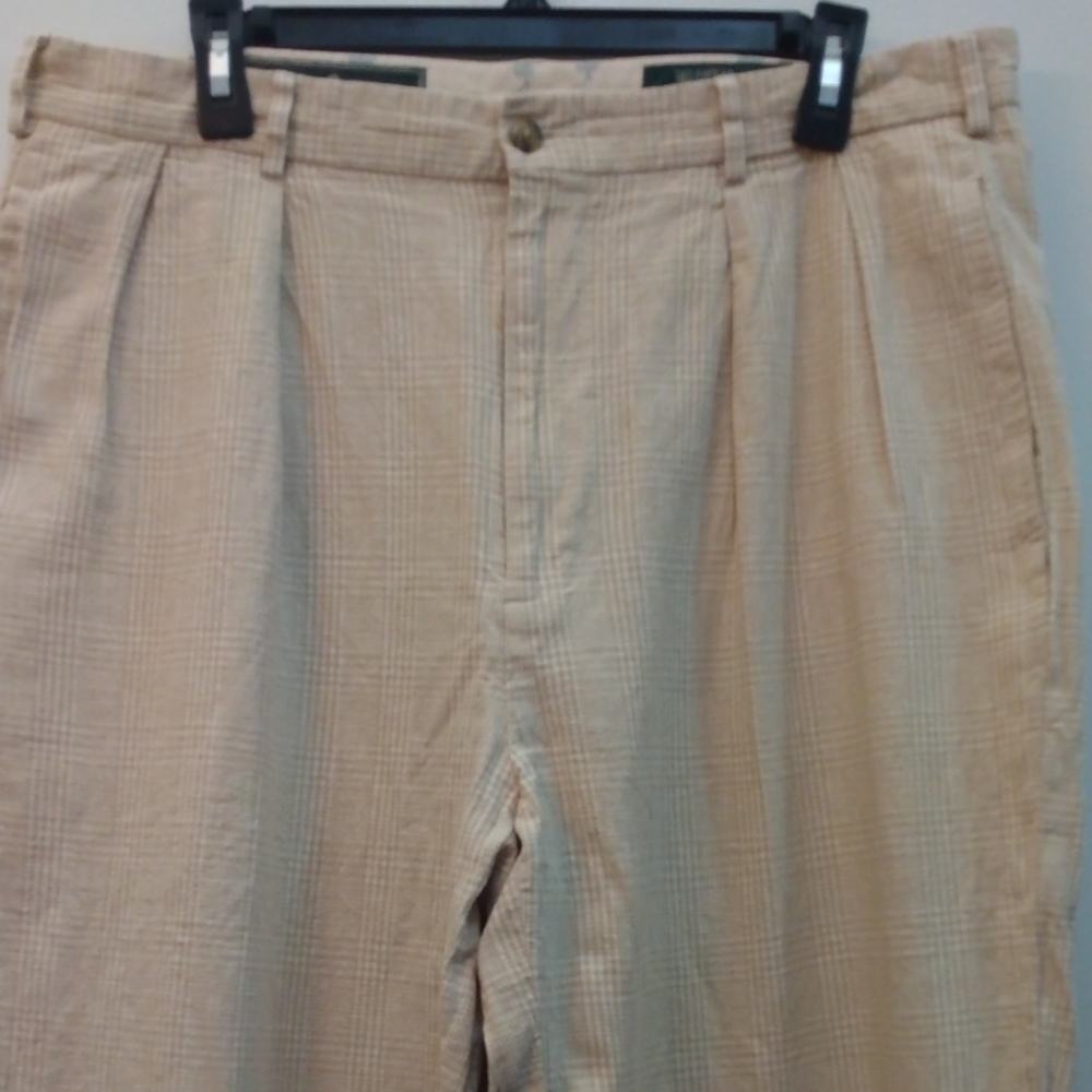 Attn! Tall Men - Vintage  JJ Farmer Linen Blend Cream/Tan Pants 35 - 35.25